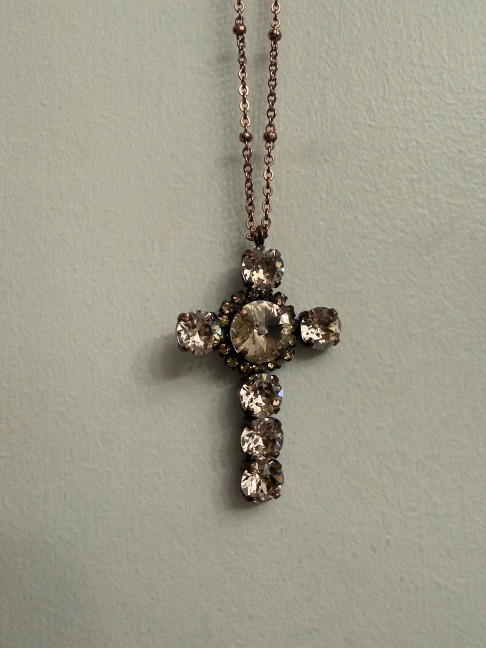 Rose Gold Crystal Cross Necklace